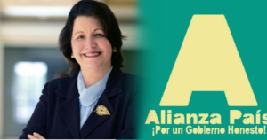 Aura Celeste Fernández aspira a senadora del DN por Alianza País, el partido de Guillermo Moreno. 