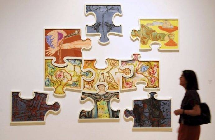 La obra del pintor italiano Francesco Clemente, Jigsaw puzzle (2009) ALEMANIA/EFE/ARNE DEDERT.