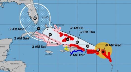 Trayectoria actualizada de Irma. Foto: Centro Nacional de Huracanes.