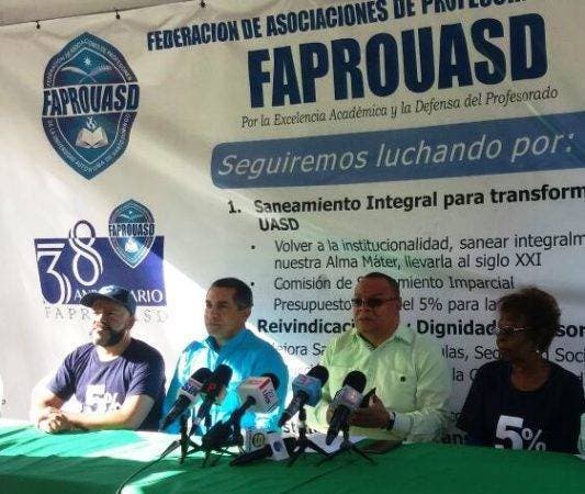 la Federación de Asociaciones de Profesores de la Universidad Autónoma de Santo Domingo ( Faprouasd) anunciara en rueda de prensa que ellos (los maestros) no laborarán mañana.