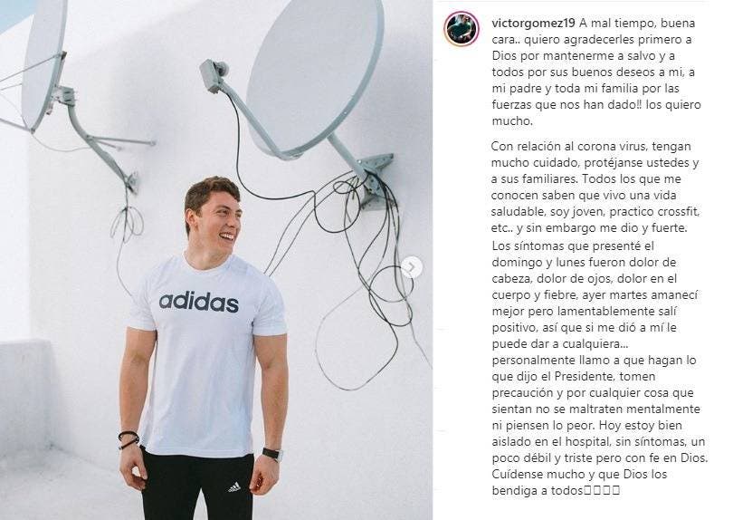 Víctor Fernándo Gómez compartió su estado de salud, tras resultar positivo por coronavirus, en sus redes sociales. 