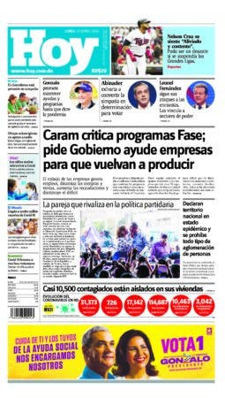 Edición impresa HOY lunes 29 de junio del 2020