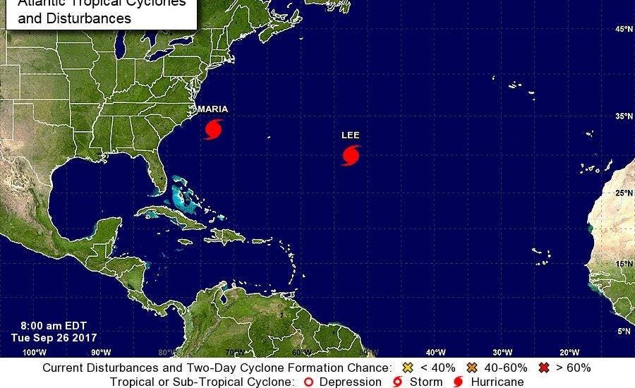 Huracán María azota la costa sureste de EEUU y Lee se fortalece a categoría 2