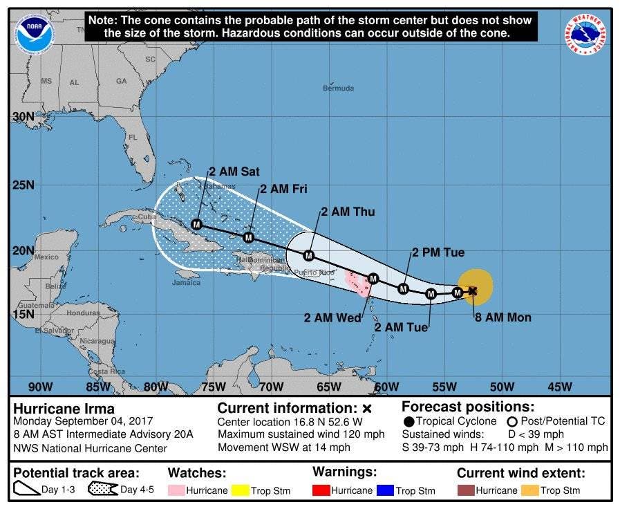 Cuándo llegaría Irma y qué provincias afectaría en RD