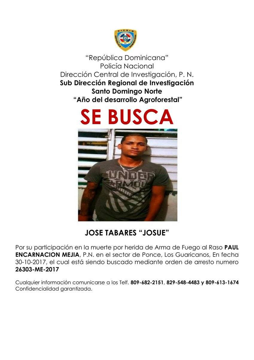 Policía activa búsqueda de “Josué”, implicado en asesinato de raso en Los Guaricanos