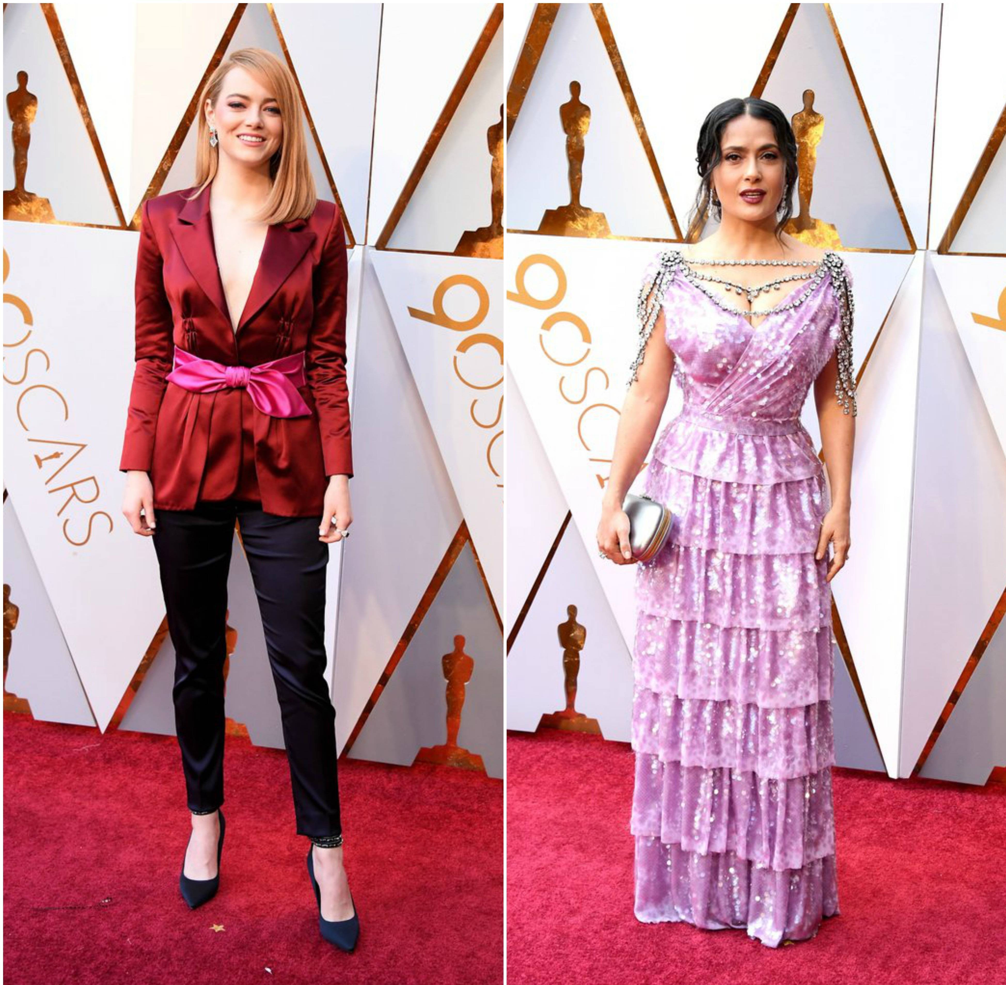 Emma Stone, la mejor vestida, y Salma Hayek, la peor, en los Óscar 2018