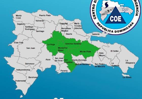 COE coloca cinco provincias en alerta por vaguada