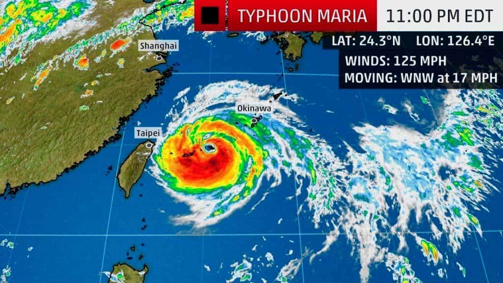 Taiwán cierra escuelas y ordena evacuaciones, ante impacto de tifón María