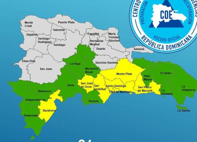 COE amplía número de provincias en alerta por remanentes de Isaac
