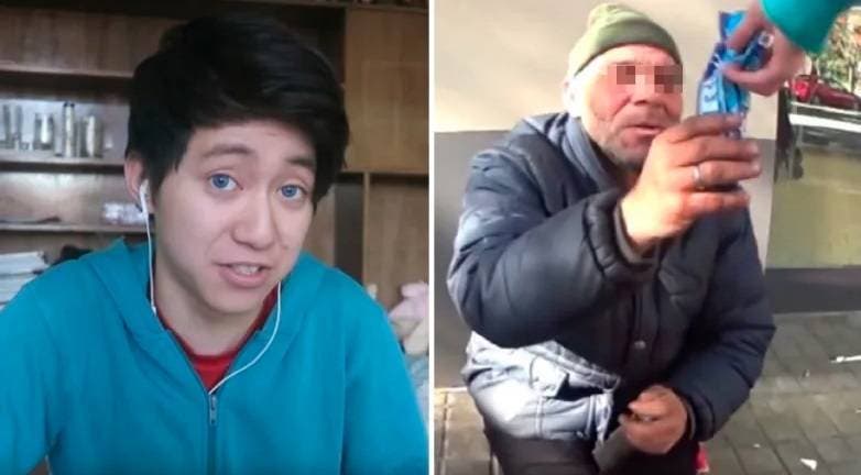 Youtuber humilló a un mendigo y le dio galletas Oreo con pasta dental