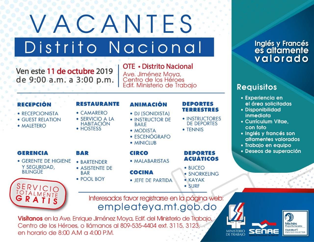 Ministerio de Trabajo invita Jornada de Empleo en Distrito Nacional