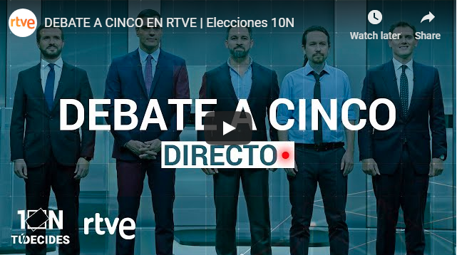 Vea en VIVO: Debate entre candidatos a la presidencia del gobierno de España