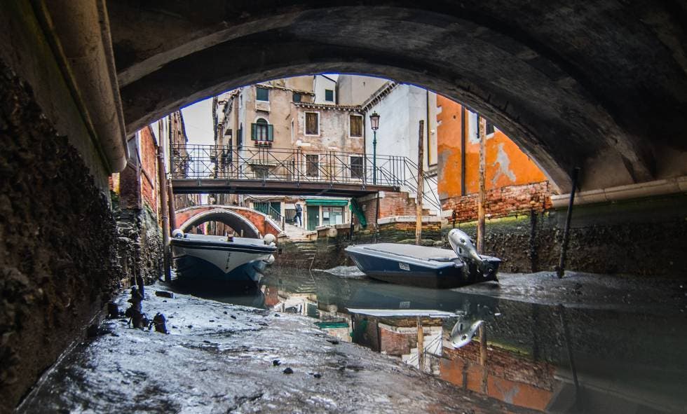 Vea aquí las sorprendentes imágenes de Venecia sin agua