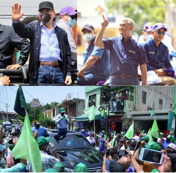 En fotos: No se cumple distanciamiento físico en caravanas de Danilo Medina, Leonel Fernández y Gonzalo Castillo