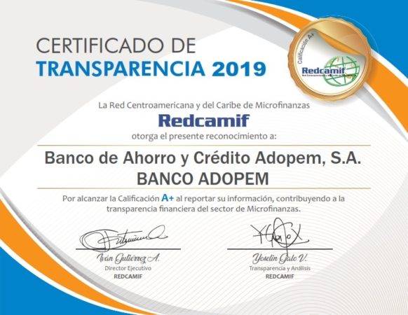 CERTIFICADO DE TRANSPARENCIA REDCAMIF