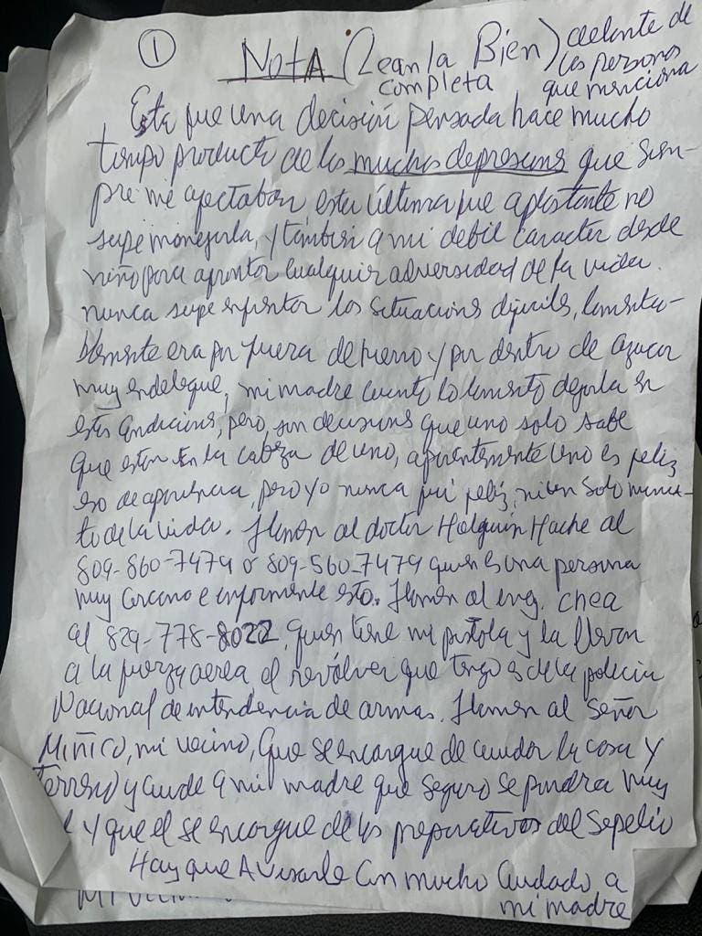 Lo que revela la carta dejada por el coronel Rolando Martínez en lugar donde lo hallaron muerto