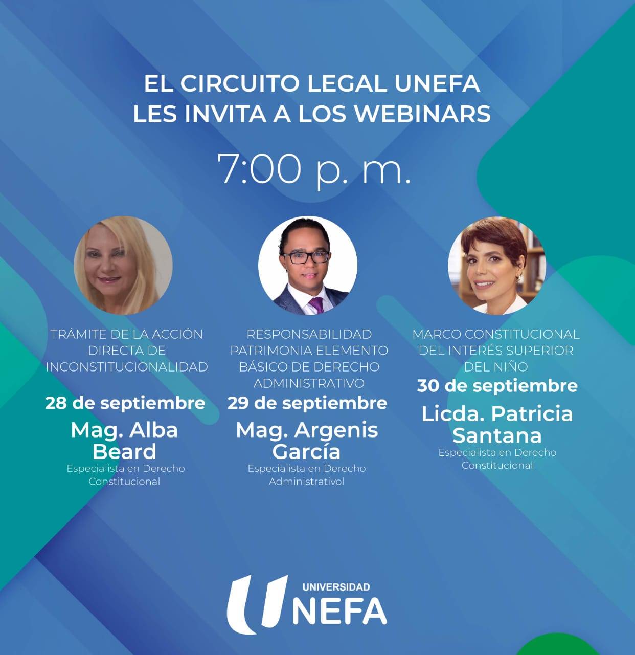 UNEFA invita a participar en semana de webinars sobre temas de Derecho