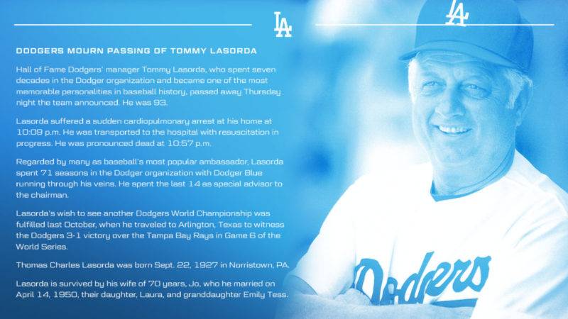 Dodgers despide al legendario Tommy Lasorda con un conmovedor homenaje