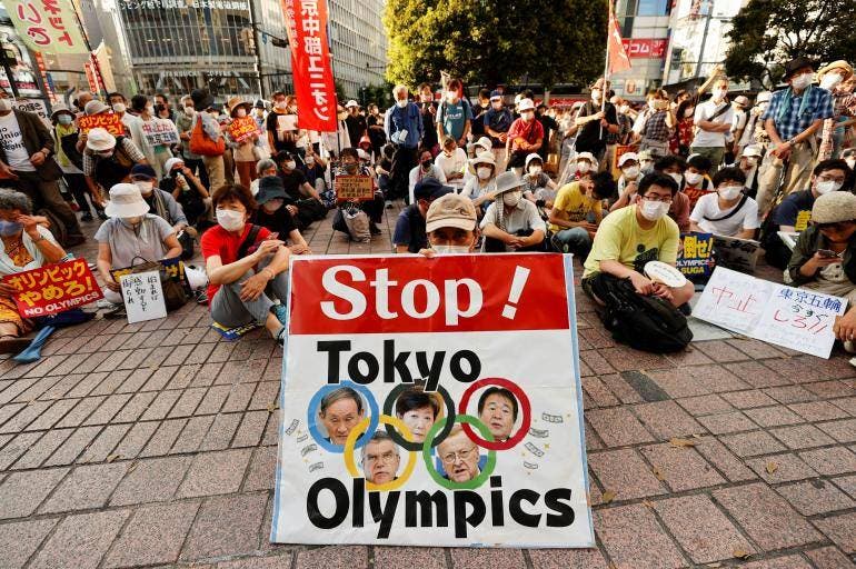 Un detenido en las manifestaciones contra los Juegos Olímpicos de Tokio