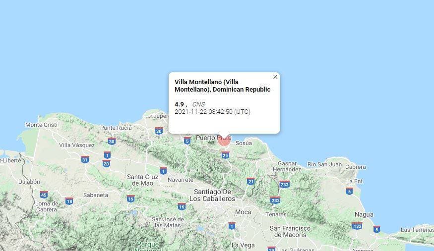 Reportan temblor de 4.9 en Puerto Plata