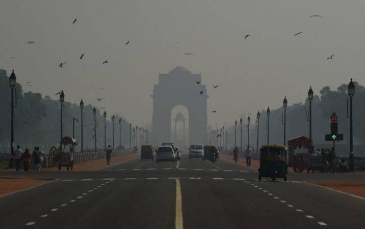 Contaminacion del aire en Nueva Delhi India.