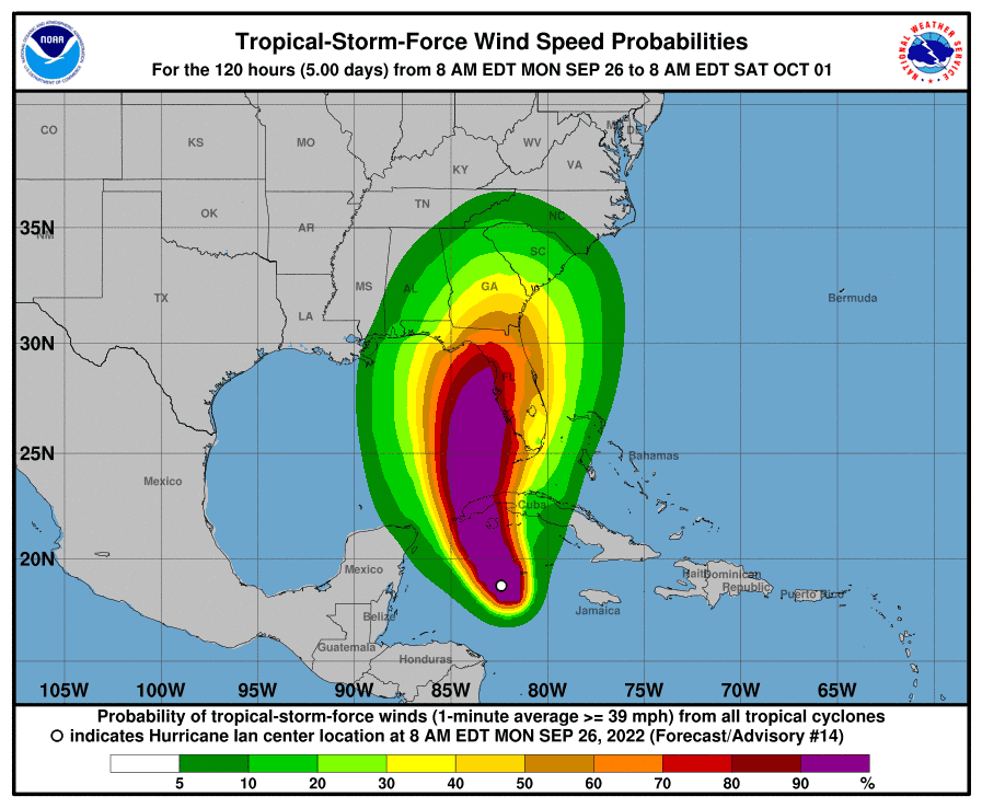 Amenazas de huracán Ian se amplían a Cayos de Florida mientras avanza a Cuba