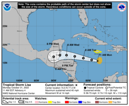 La tormenta Lisa se forma en el Caribe