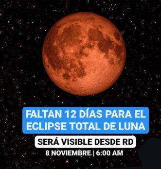 Eclipse total de Luna será visible desde RD el martes 8 de noviembre, asegura Jean Suriel