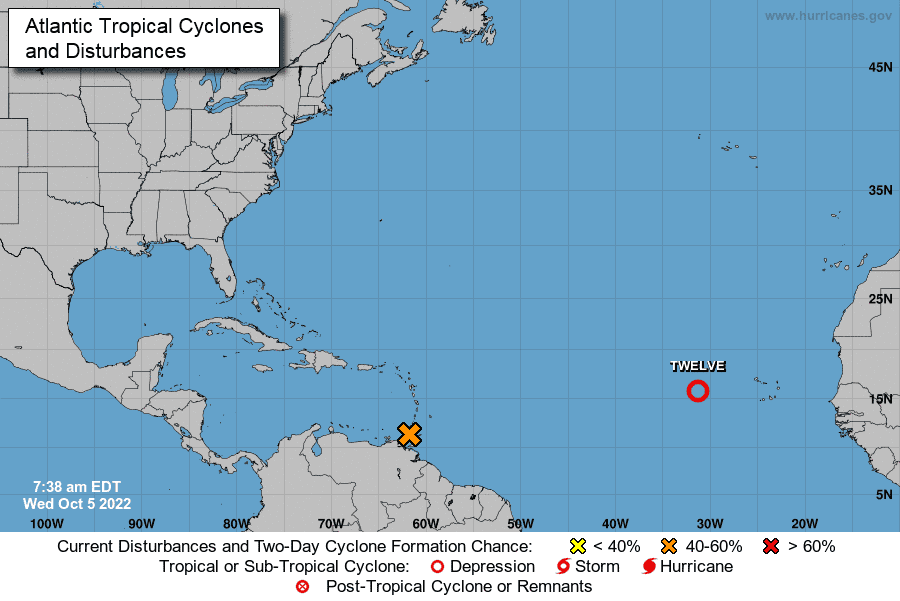 La trayectoria de la depresión tropical número 12