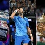 Rafael Nadal (izq), Novak Djokovic (centro) y Roger Federer.