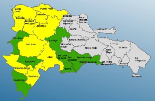 10 provincias siguen en alerta amarilla y nueve en verde por vaguada