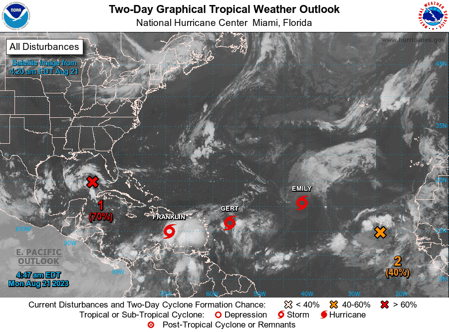 Las tormentas Gert, Emely y Franklin acaban con la calma en el Atlántico