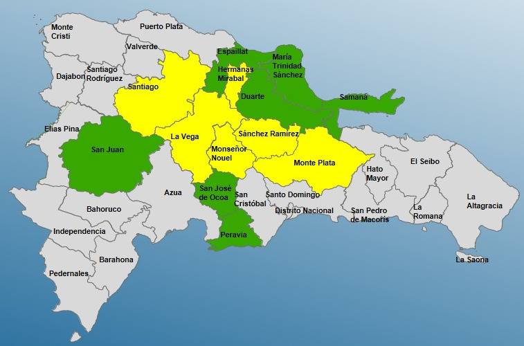 COE baja a 13 el número de provincias en alerta por vaguada