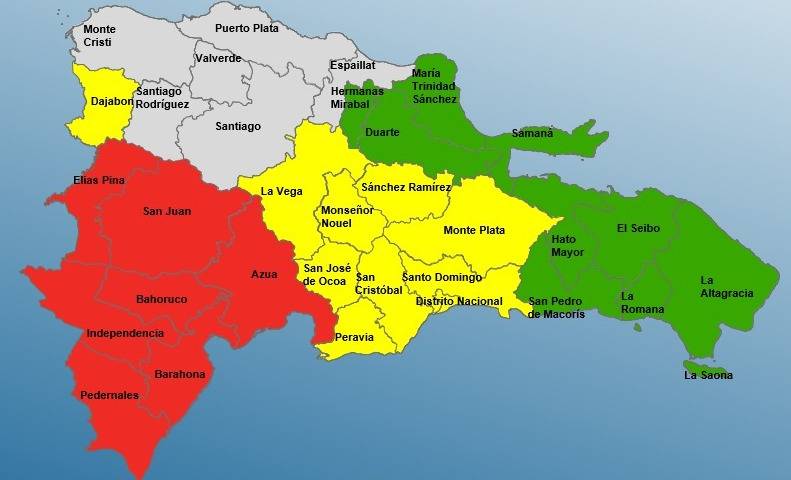 Disturbio pone en alerta a 25 provincias y el Distrito Nacional