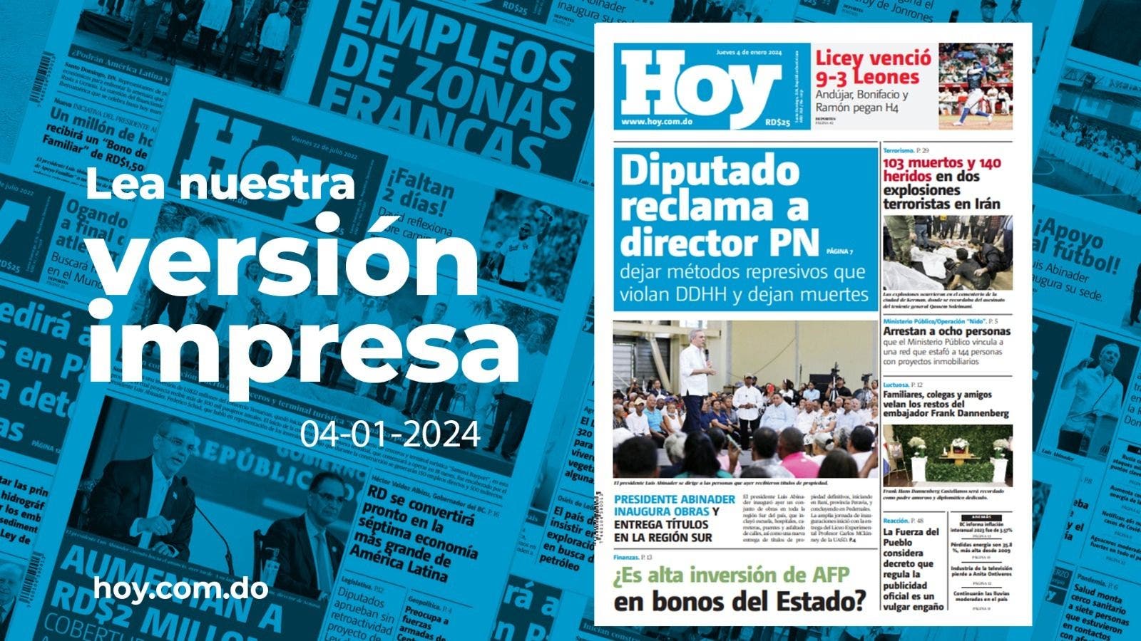 Edición impresa, jueves 4 de enero de 2024