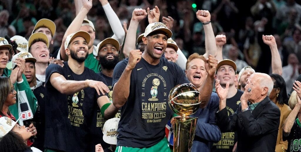 Reacción de Al Horford tras ganar campeonato de la NBA.