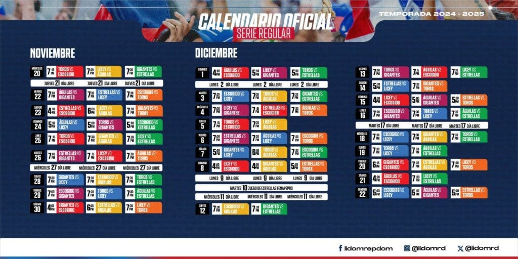 Pelota invernal: Este es el calendario del campeonato 2024-25