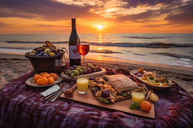 picnic romantico playa al atardecer pareja 198067 327893