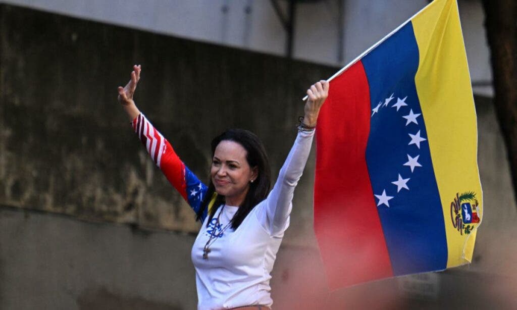 maria corina machado en su reaparicion en publico en la manifestacion contra maduro en caracas 1